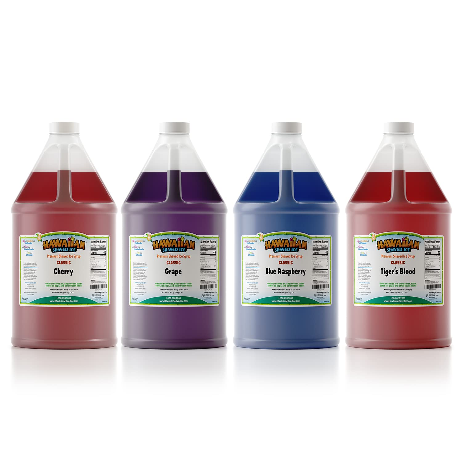 Hawaiian Shaved Ice front pack image showing four gallons, convenient supply