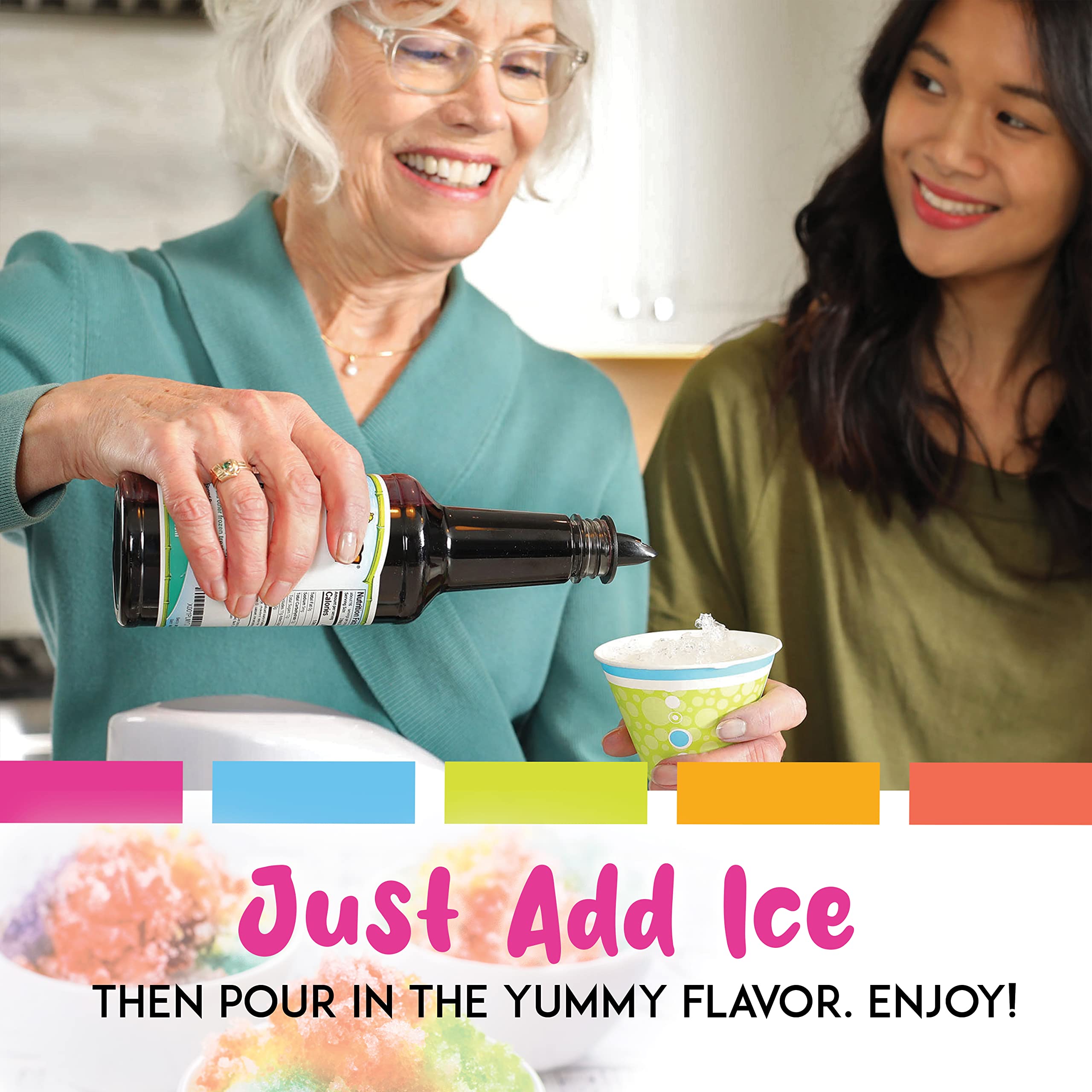 Hawaiian Shaved Ice colorful served snow cone in hand evokes party fun