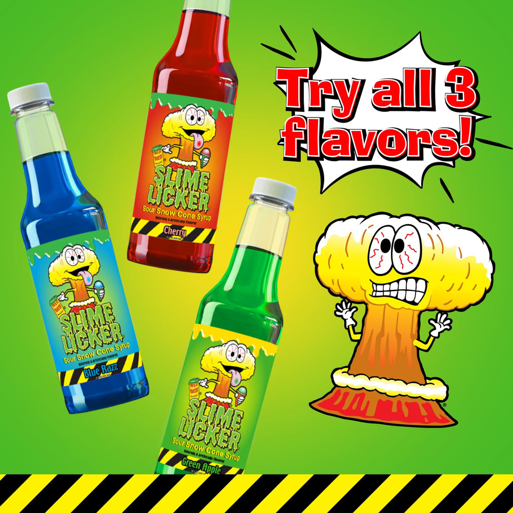 Hawaiian Shaved Ice bottle beside a six-ounce snow cone to show servings per bottle