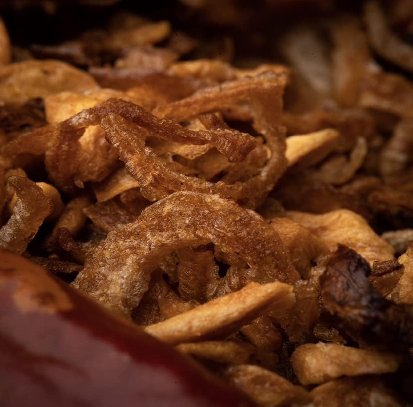Hot Crispy Oil crispies scattered on focaccia to show baking crust enhancement benefit