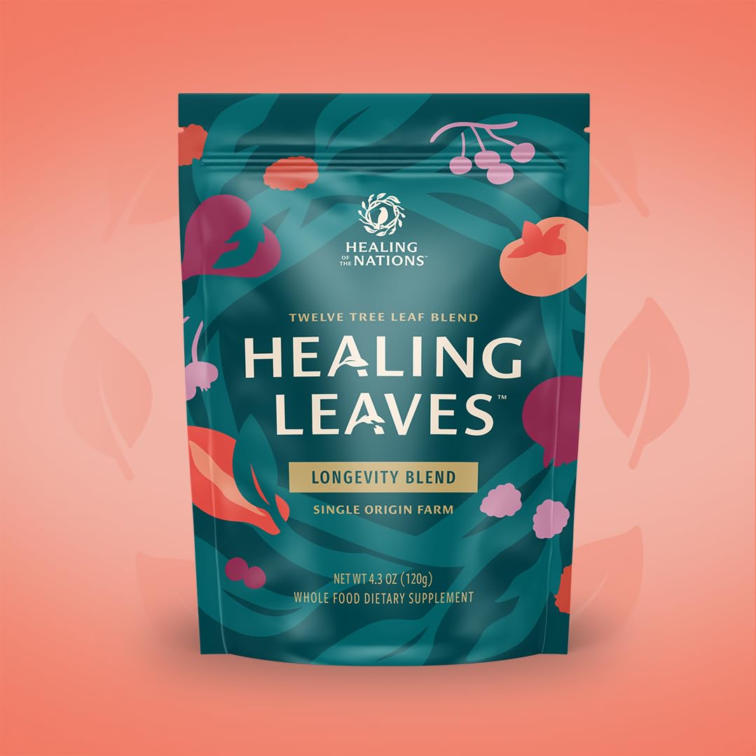 Healing Leaves product label with certifications showing organic and quality assurances