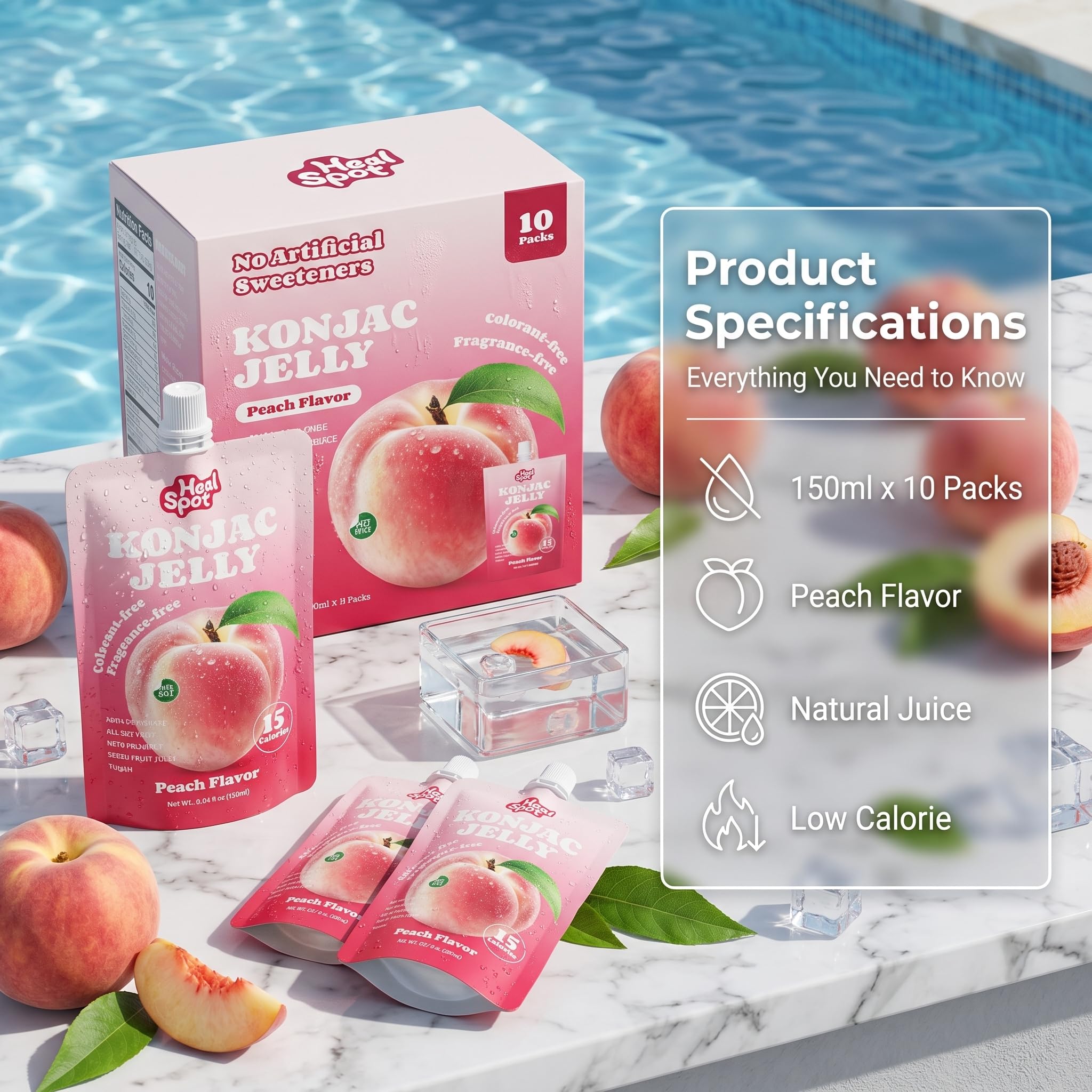Healspot several pouches on table portraying family-friendly snacking option