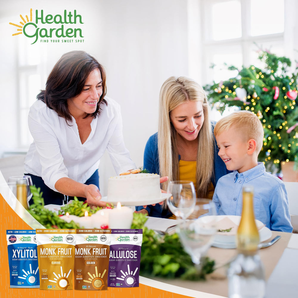 HEALTH GARDEN product on kitchen counter with baked goods showing versatile use benefit