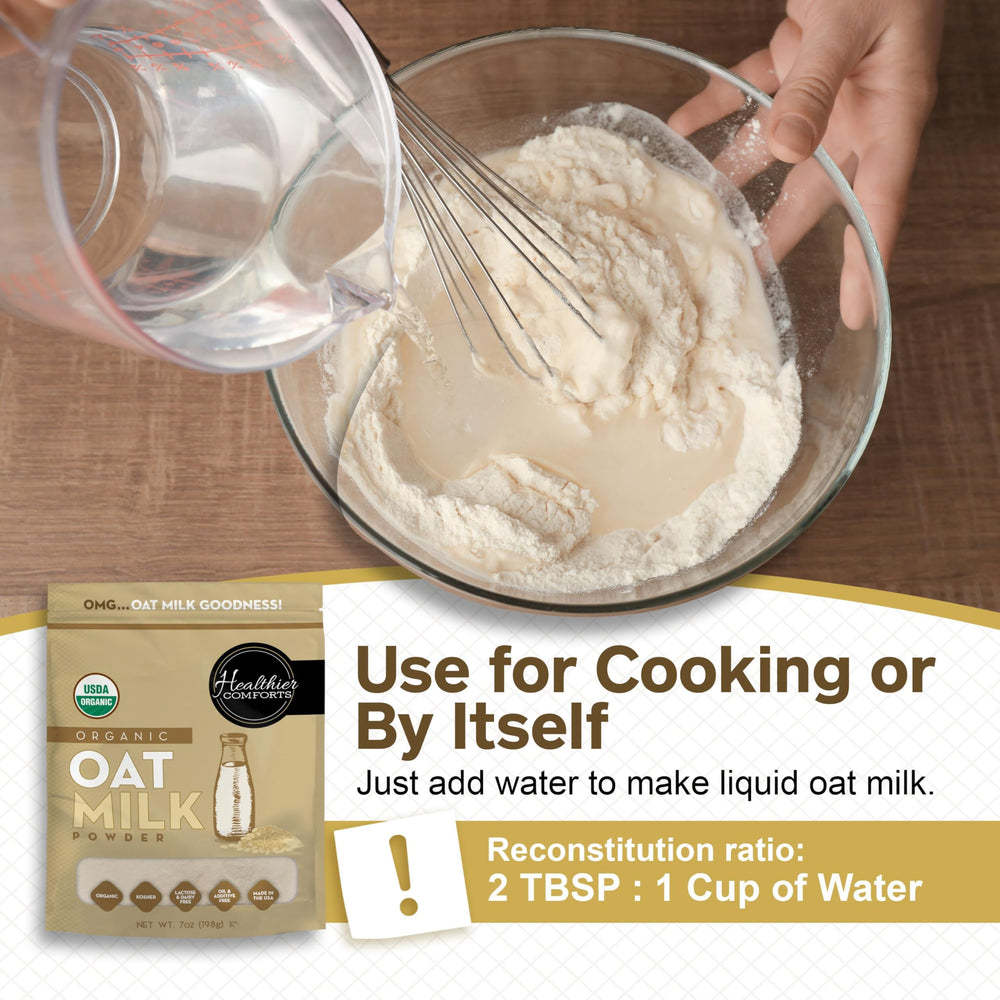 Healthier Comforts used in baking batter, showing how it improves texture in recipes