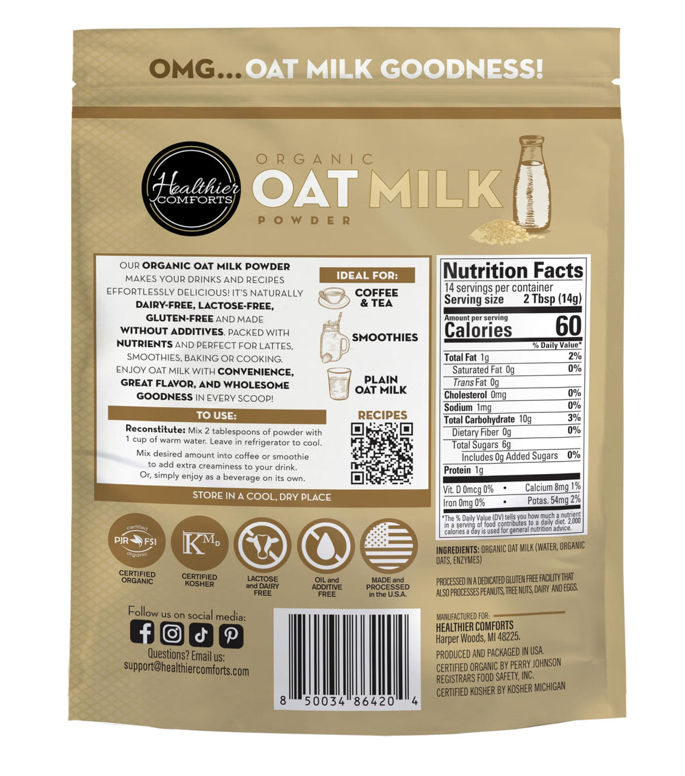 Healthier Comforts scoop with measured yield comparison, showing economical servings