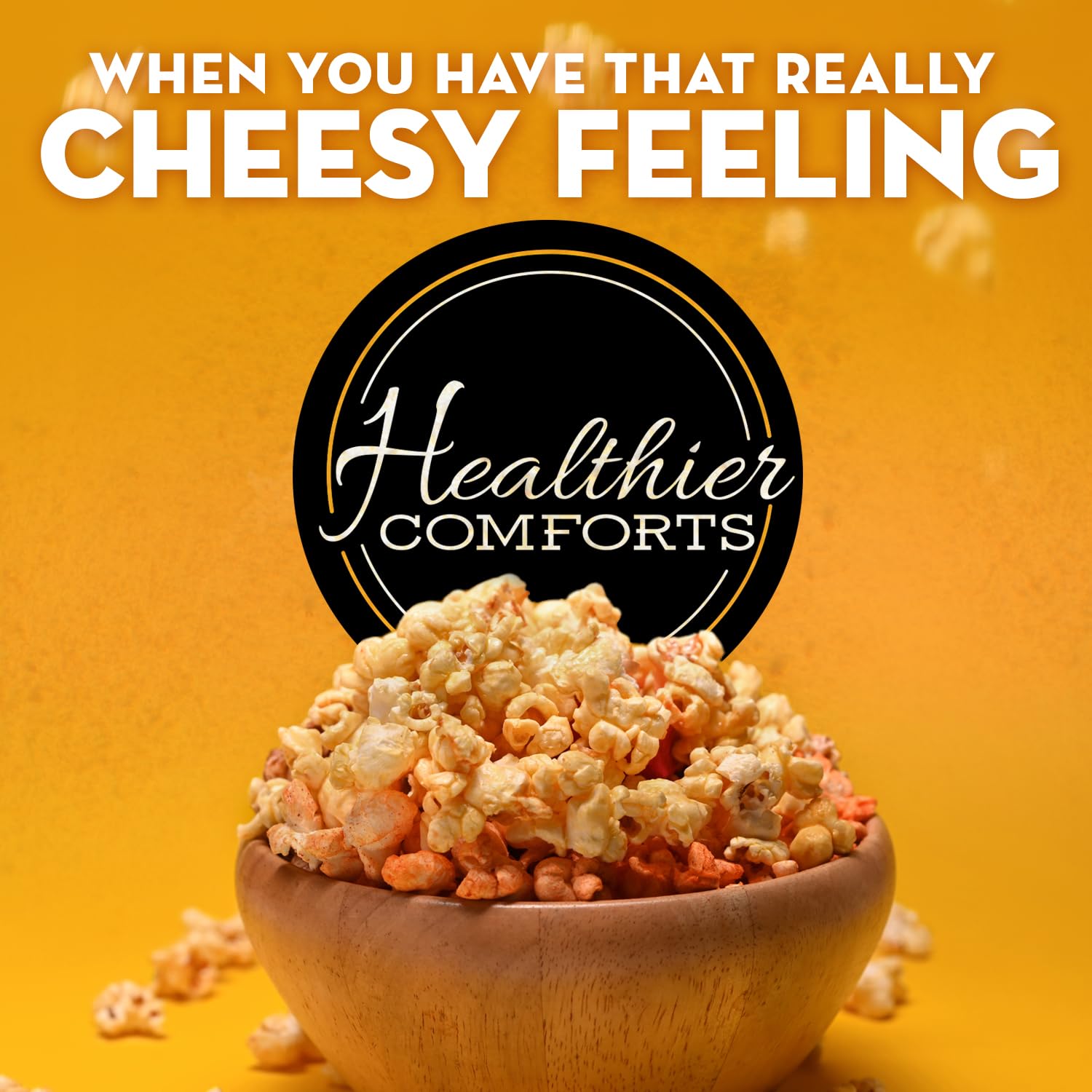 Healthier Comforts sauce in saucepan illustrating smooth reconstituted cheddar sauce