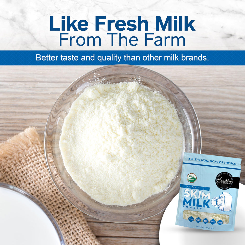 Healthier Comforts scoop of powder in hand illustrating portion control benefit