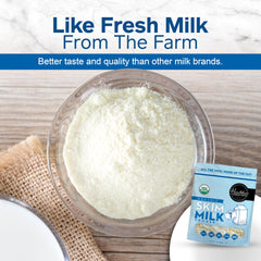 Healthier Comforts scoop of powder in hand illustrating portion control benefit