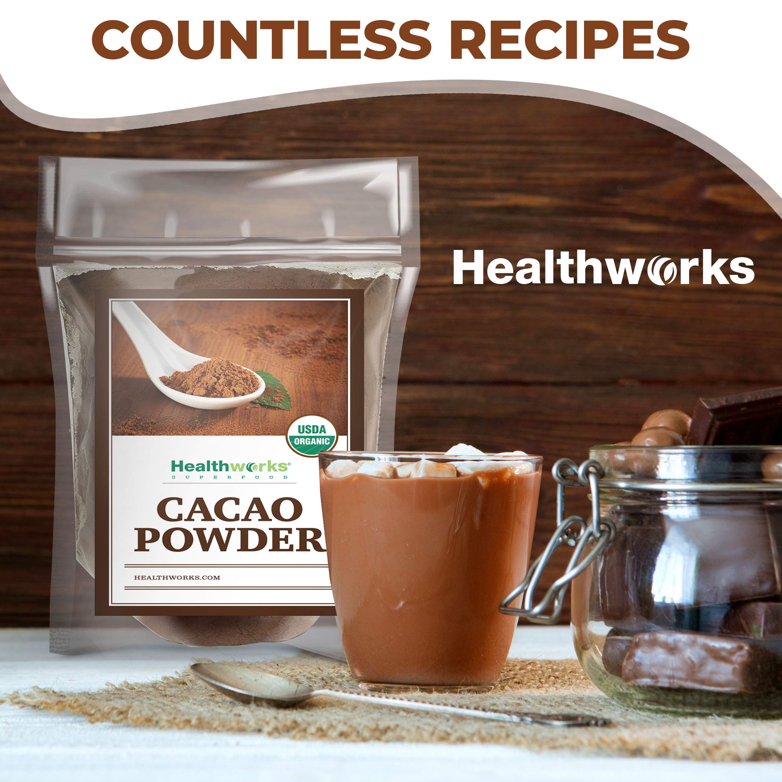 Healthworks Superfoods cacao prepared as hot chocolate for cozy enjoyment