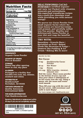 Healthworks Superfoods cacao powder close-up revealing fine texture and richness