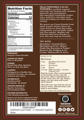Healthworks Superfoods cacao powder close-up showing fine texture and rich chocolate color