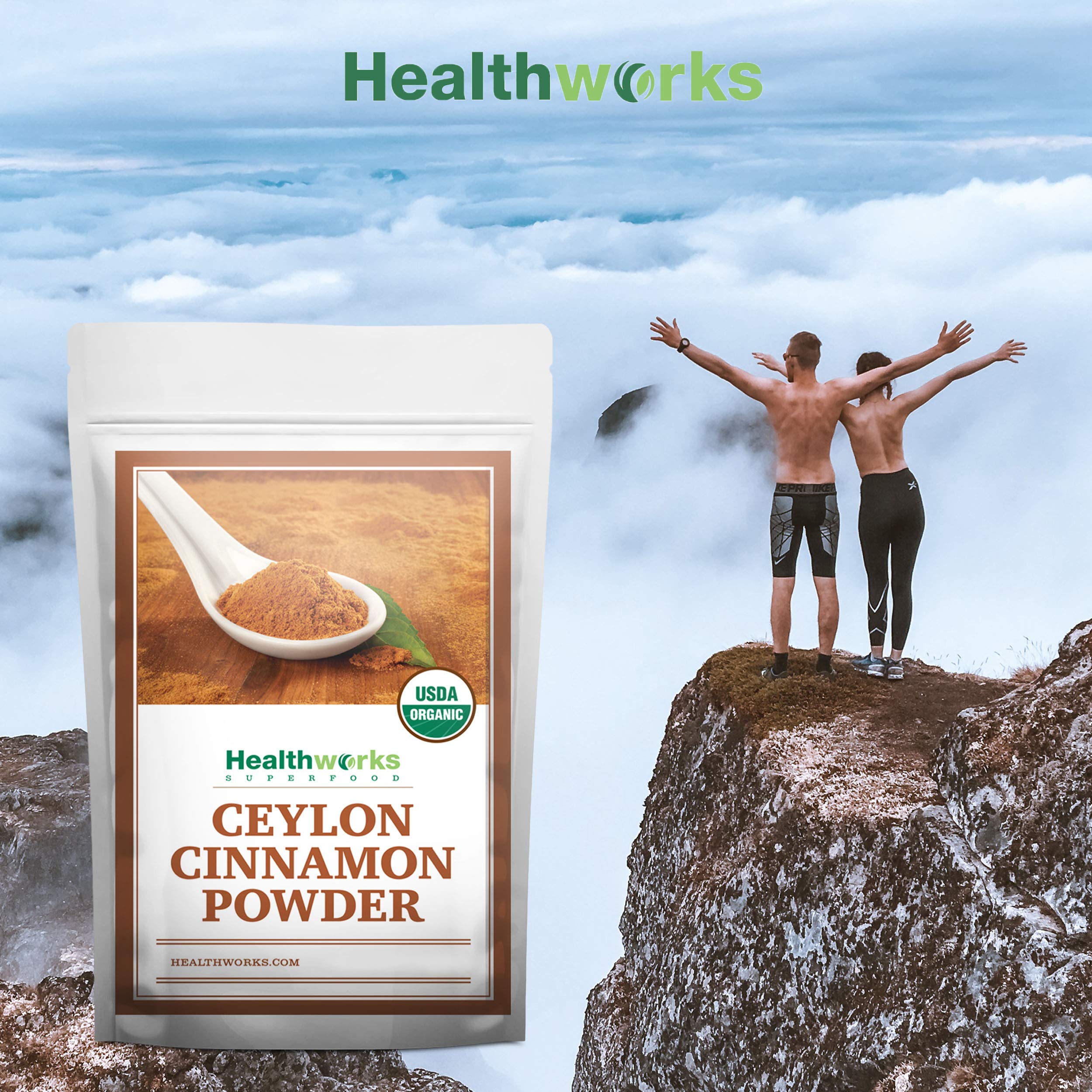 Healthworks Superfoods 1 lb bag next to kitchen scale, clarifies size and portion comparison