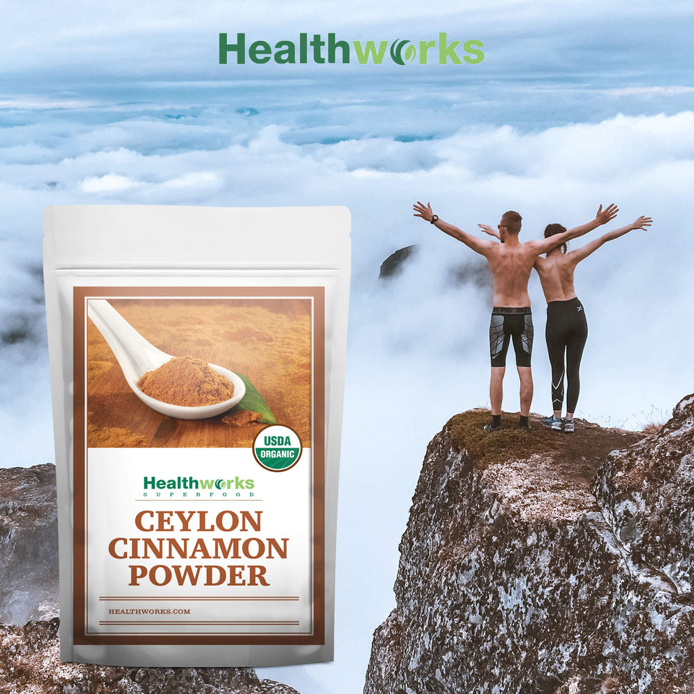 Healthworks Superfoods 1 lb bag next to kitchen scale, clarifies size and portion comparison
