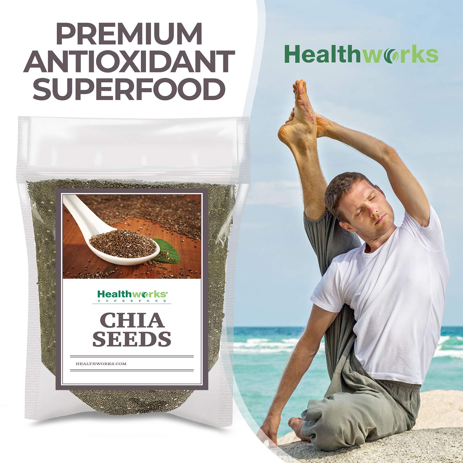 Healthworks Superfoods 6 lb bag beside measuring cup showing quantity scale