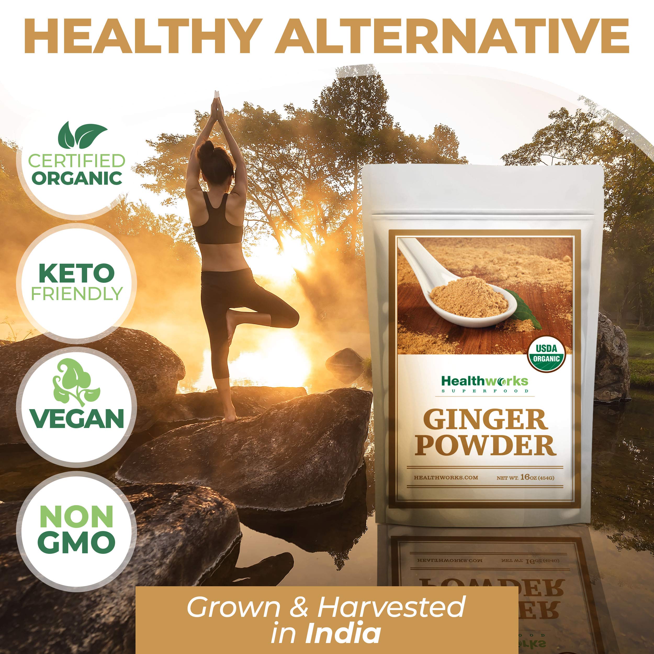 Healthworks Superfoods product label close view showing organic certification and ingredient purity