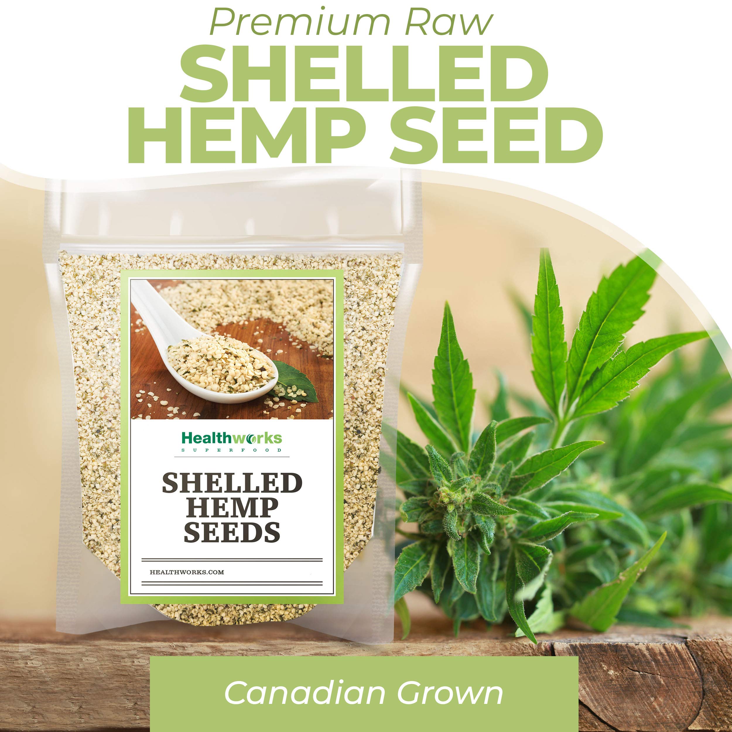 Healthworks hemp hearts scoop and scale demonstrating portion size and easy measuring