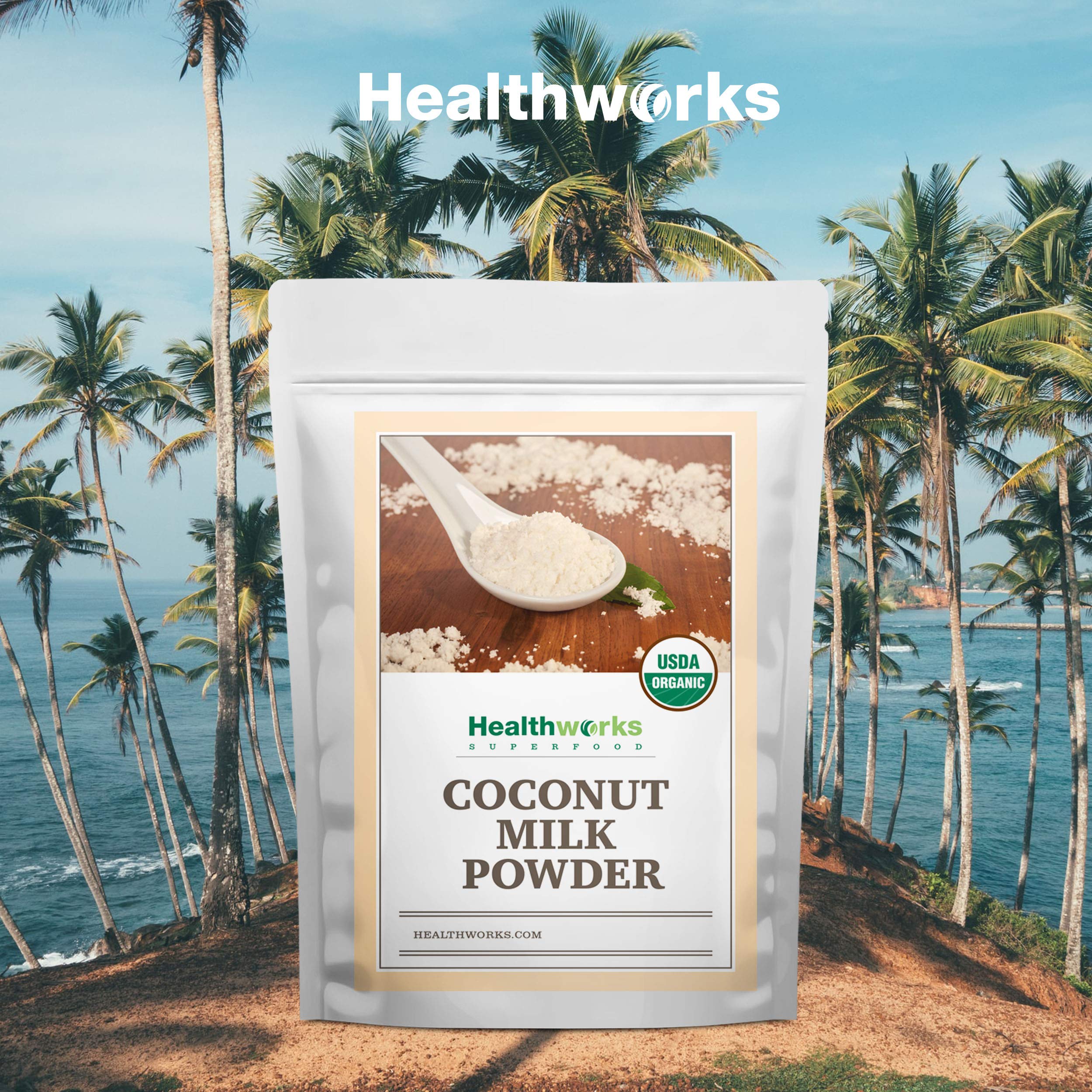 Healthworks Superfoods powder texture in hands demonstrating smoothness