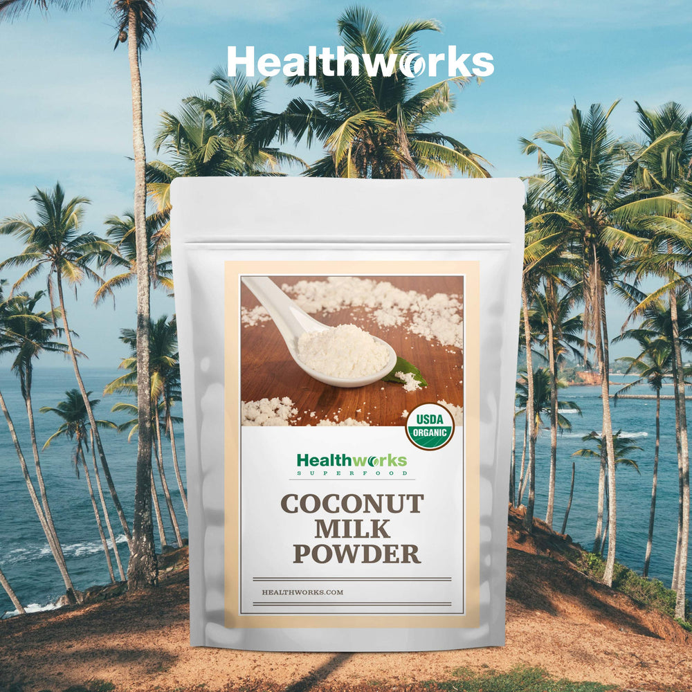 Healthworks Superfoods powder texture in hands demonstrating smoothness