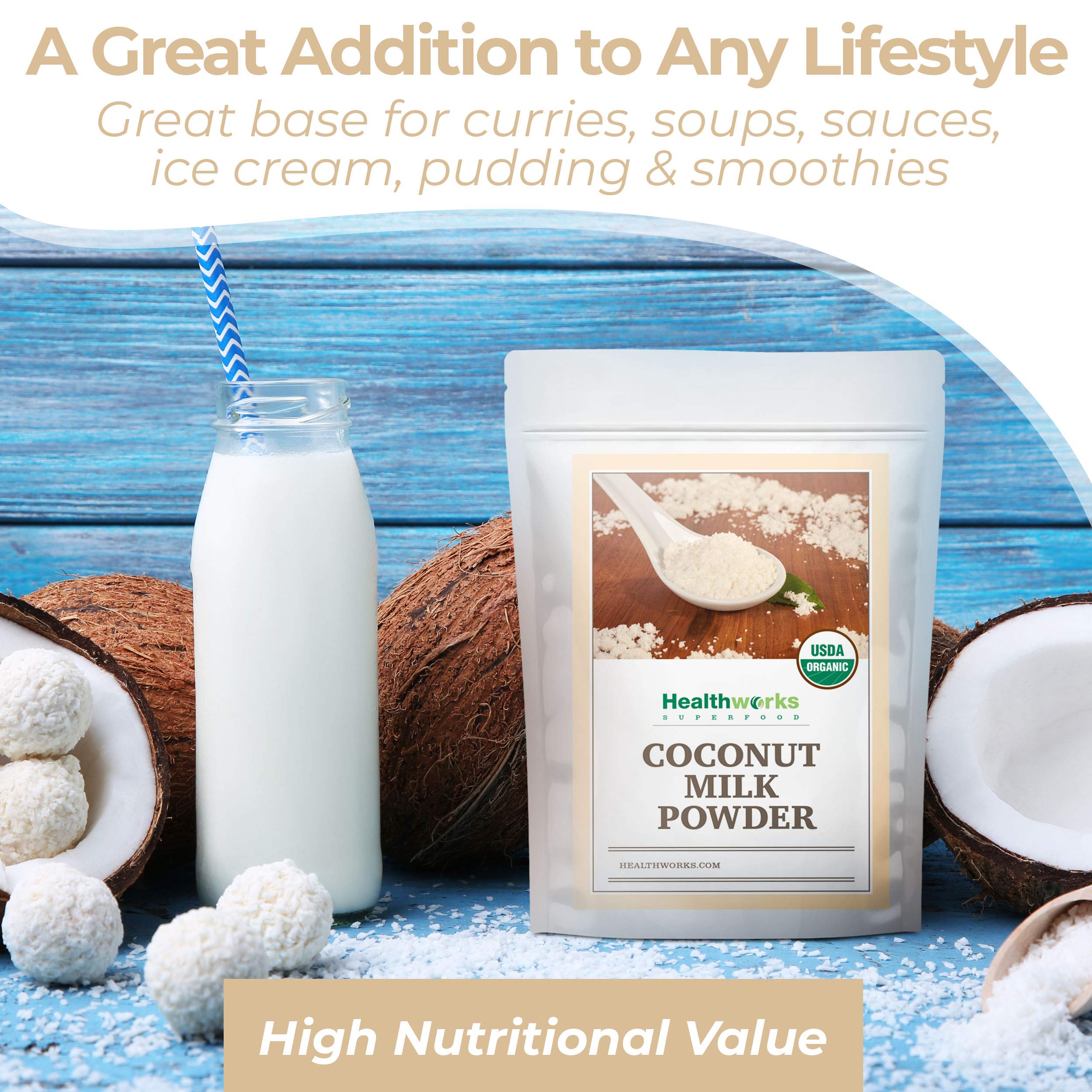 Healthworks Superfoods scoop of powder with measuring spoon for portions