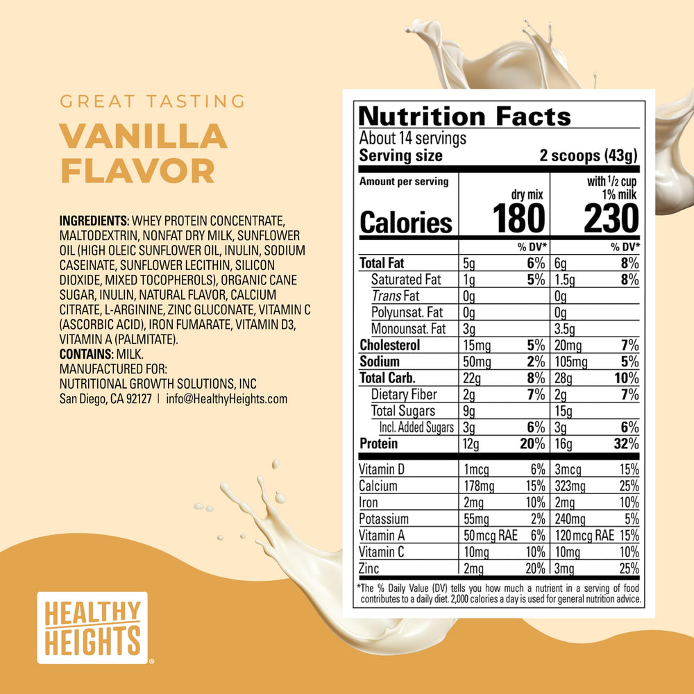 Healthy Heights serving size next to measuring scale for portion clarity