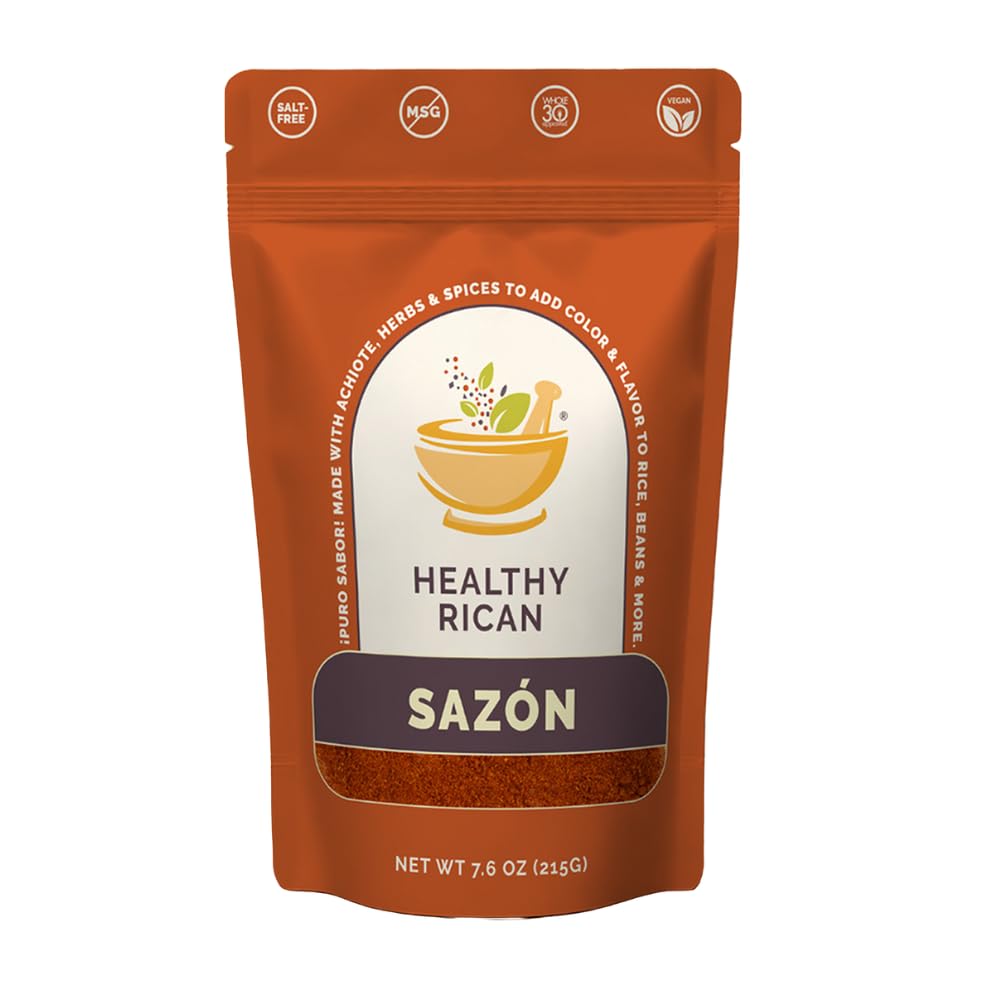 Healthy Rican front pouch showing resealable clean-label packaging and benefits