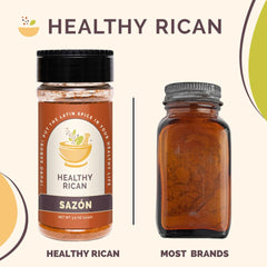 Healthy Rican Sazon spoon over rice delivering rich color and seasoning benefit