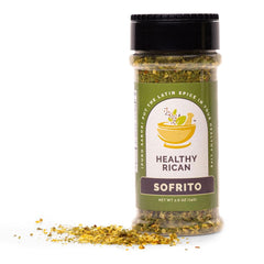 Healthy Rican seasoning sprinkled on rice delivering vibrant Puerto Rican taste