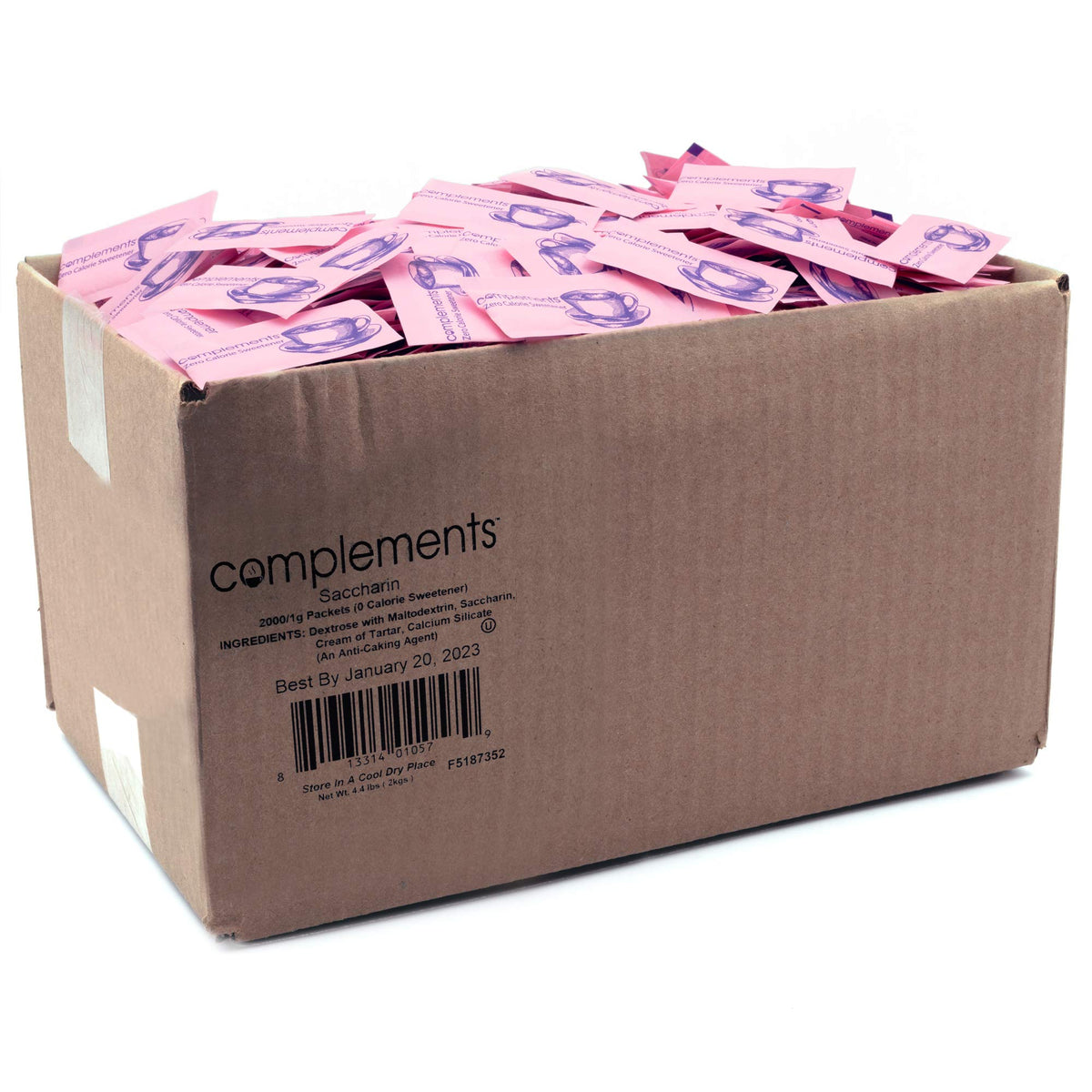 HEARTLAND box front packaging showing pink saccharin packets and bulk value