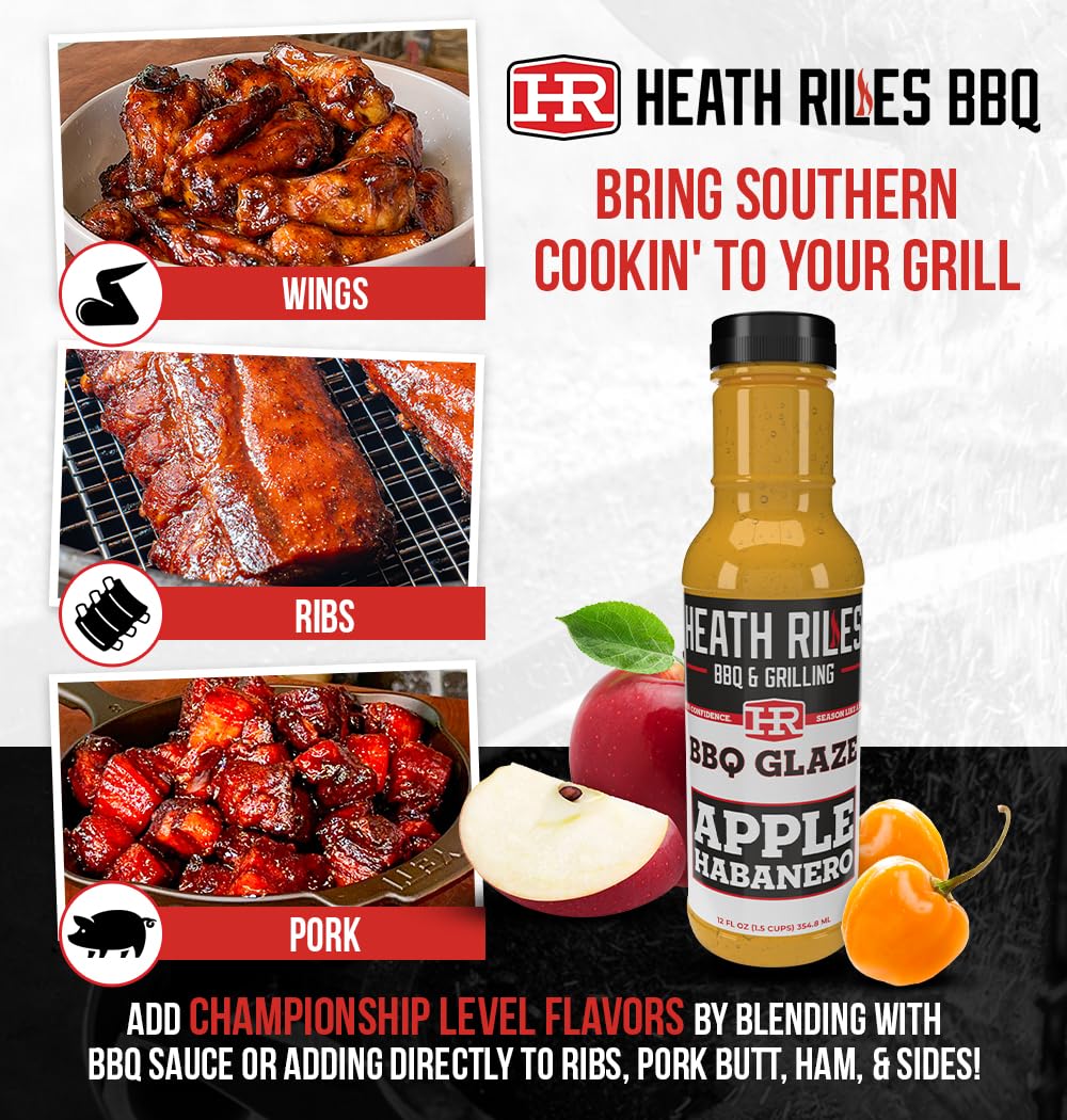 Heath Riles BBQ glaze thick texture on spoon showing glossy caramelization
