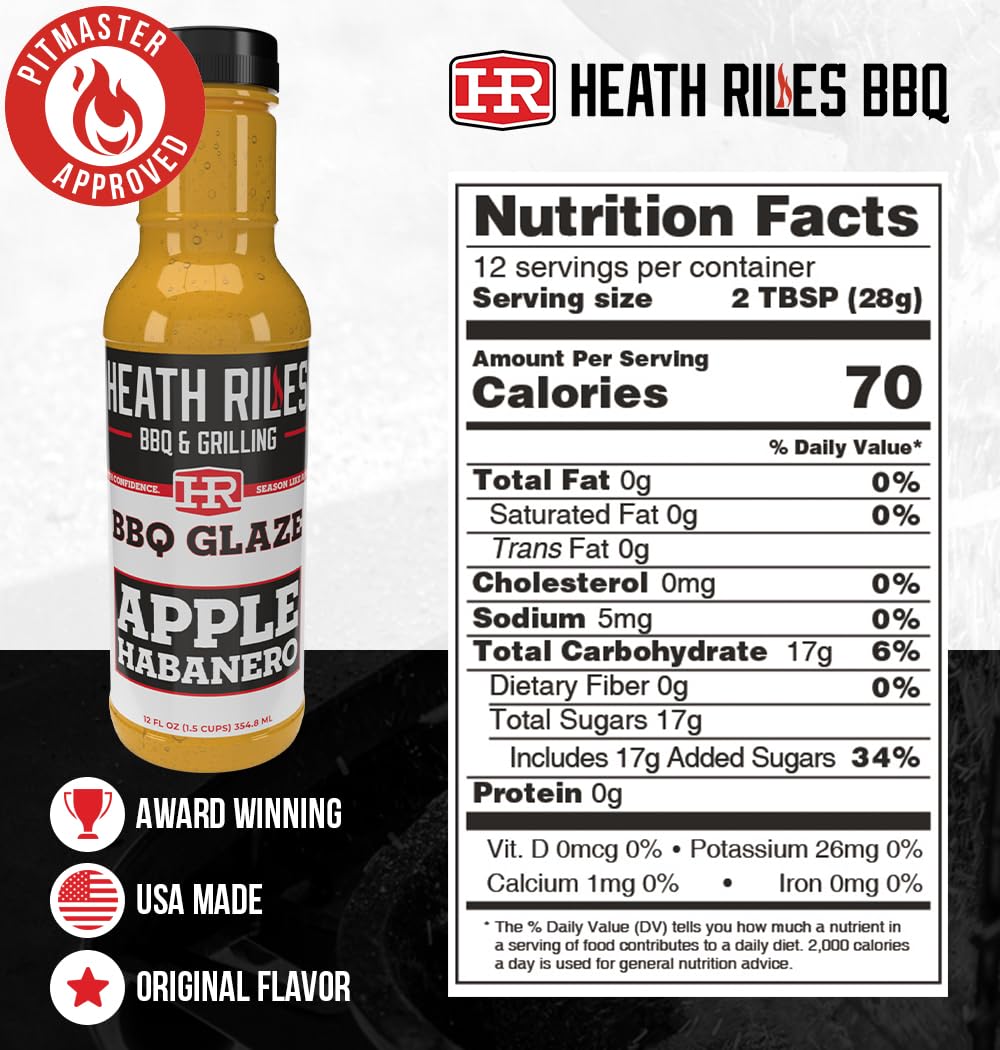 Heath Riles BBQ label close-up highlighting ingredients and pitmaster credit
