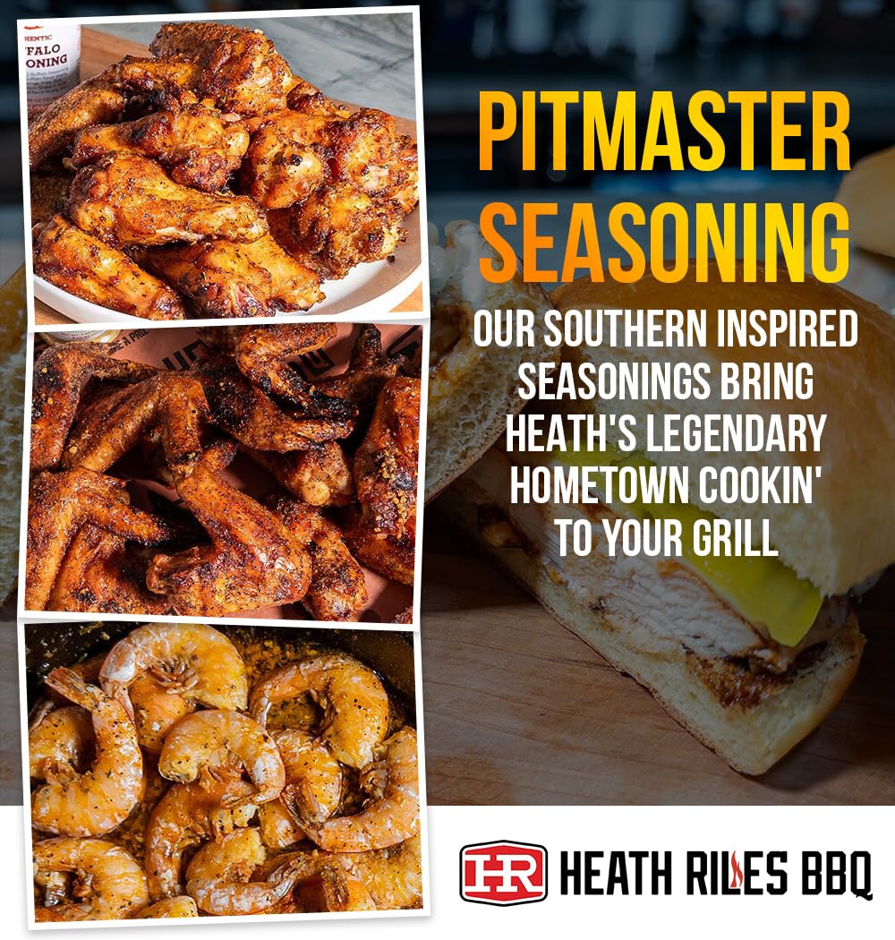 Heath Riles BBQ jar next to spoon showing product scale and easy portioning benefit