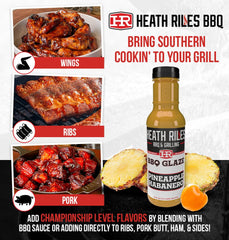 Heath Riles glaze brushed onto ribs creating caramelized finish and visual appeal