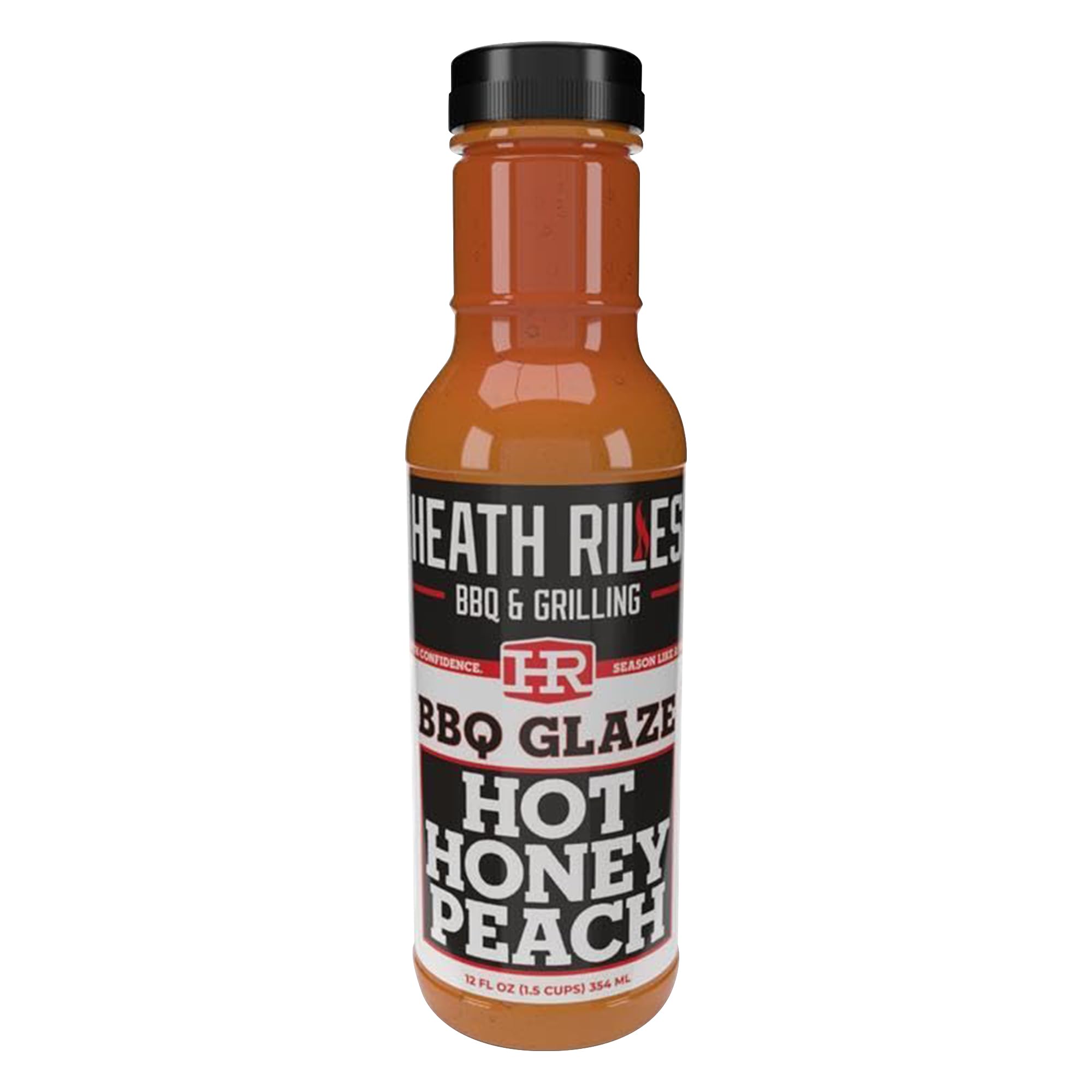 Heath Riles bottle front view showing label and serving suggestion benefit