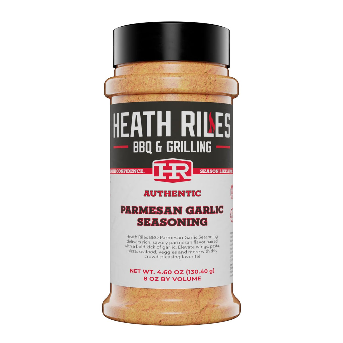Heath Riles front jar view showing label and premium seasoning benefit