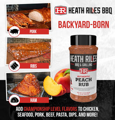 Heath Riles BBQ texture heap of peach rub showing coarse-grain mix for crust