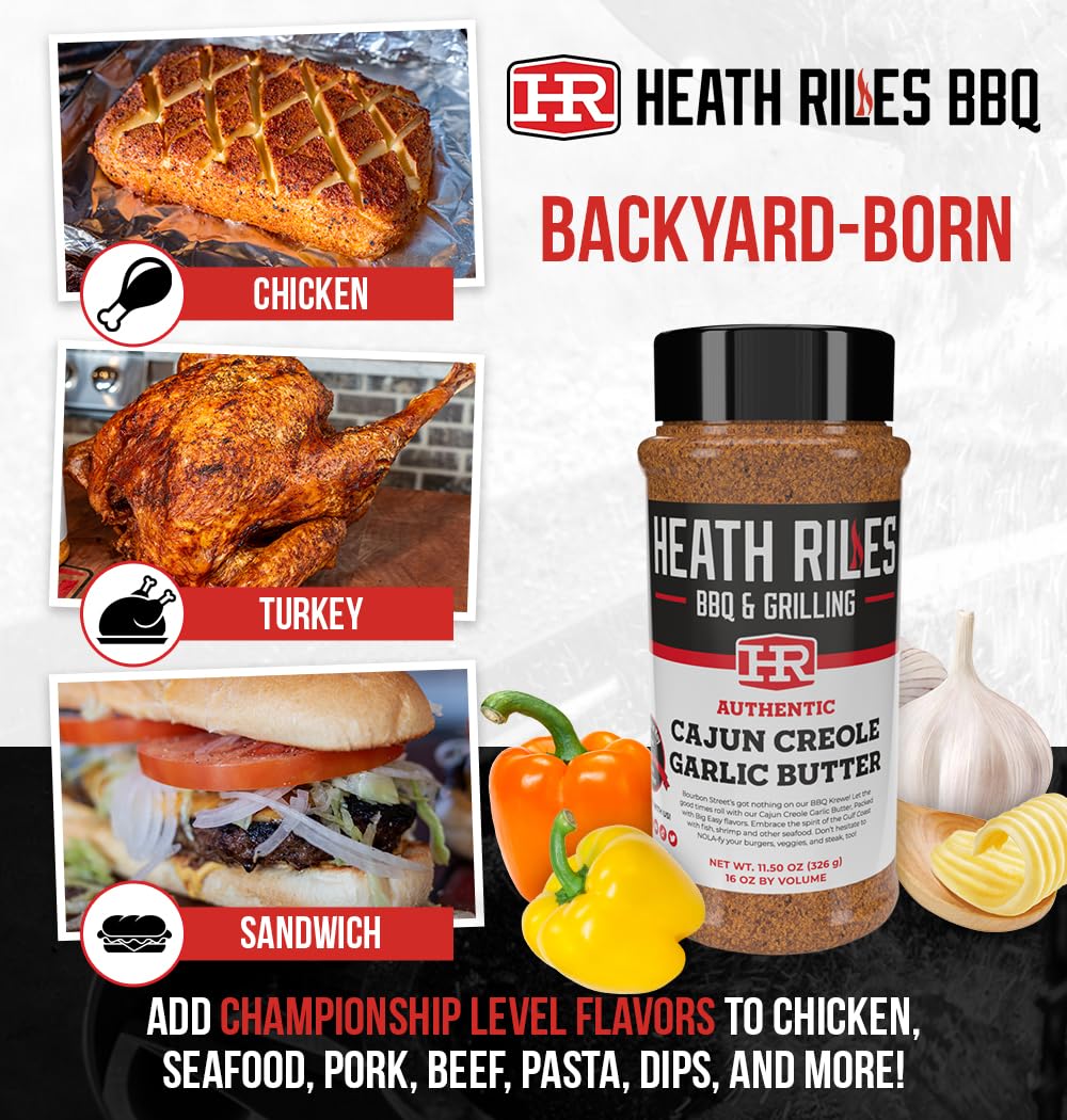 Heath Riles seasoning on grilled shrimp demonstrating bold flavor and attractive sear