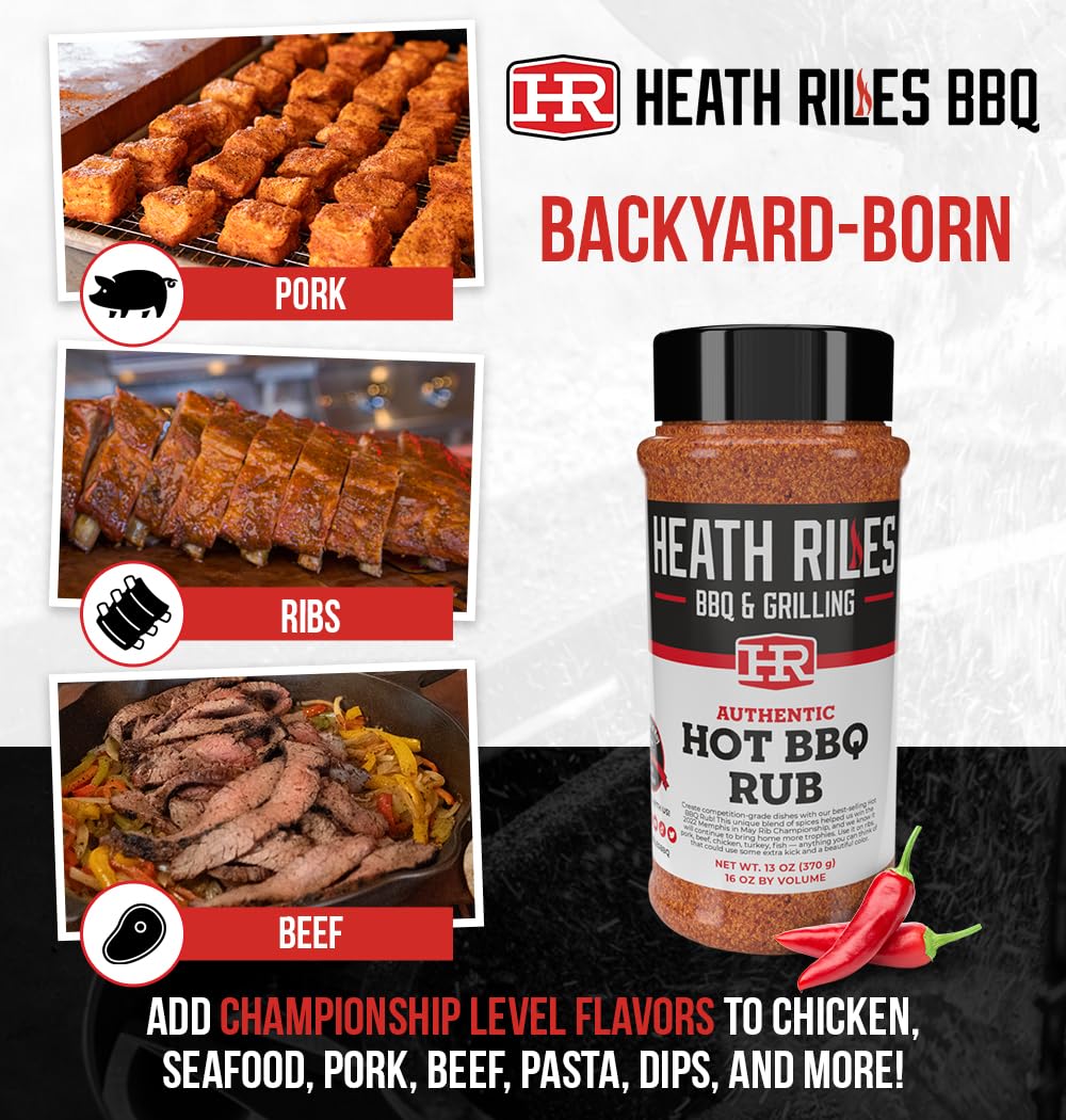 Heath Riles sprinkled on pork demonstrating enhanced color and bark