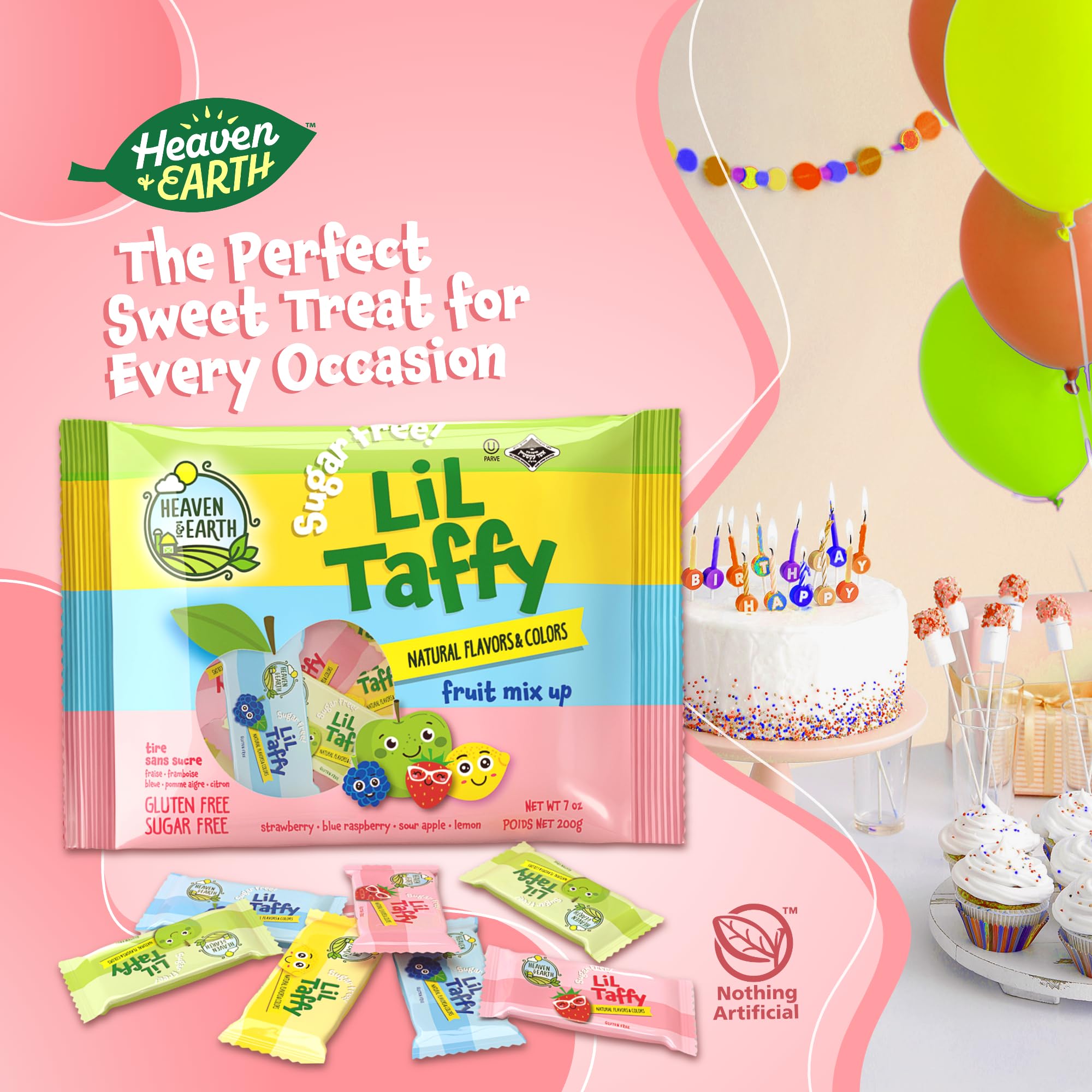 HEAVEN & EARTH close-up taffy texture highlighting soft chew and natural ingredients
