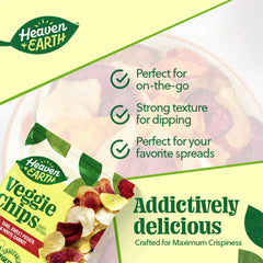 HEAVEN & EARTH single-serve pouch opened showing fresh chips