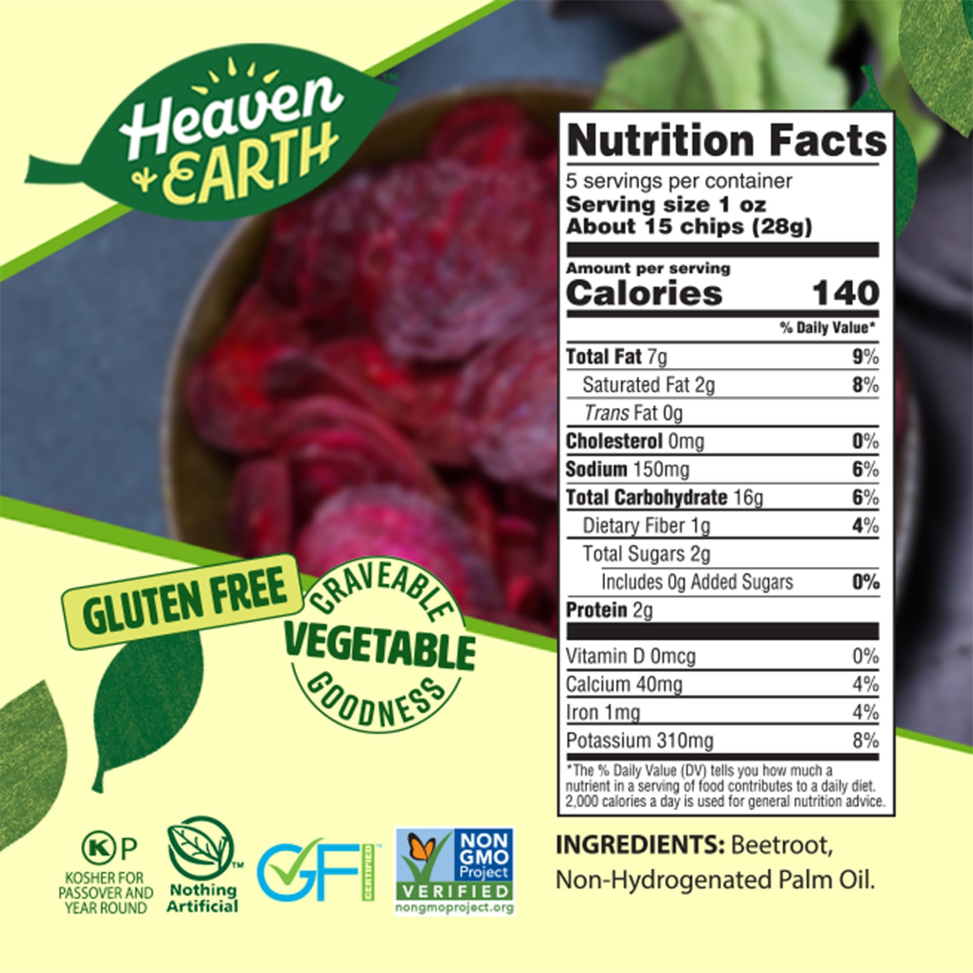 HEAVEN & EARTH beet chip close-up showing thin crisp texture and color