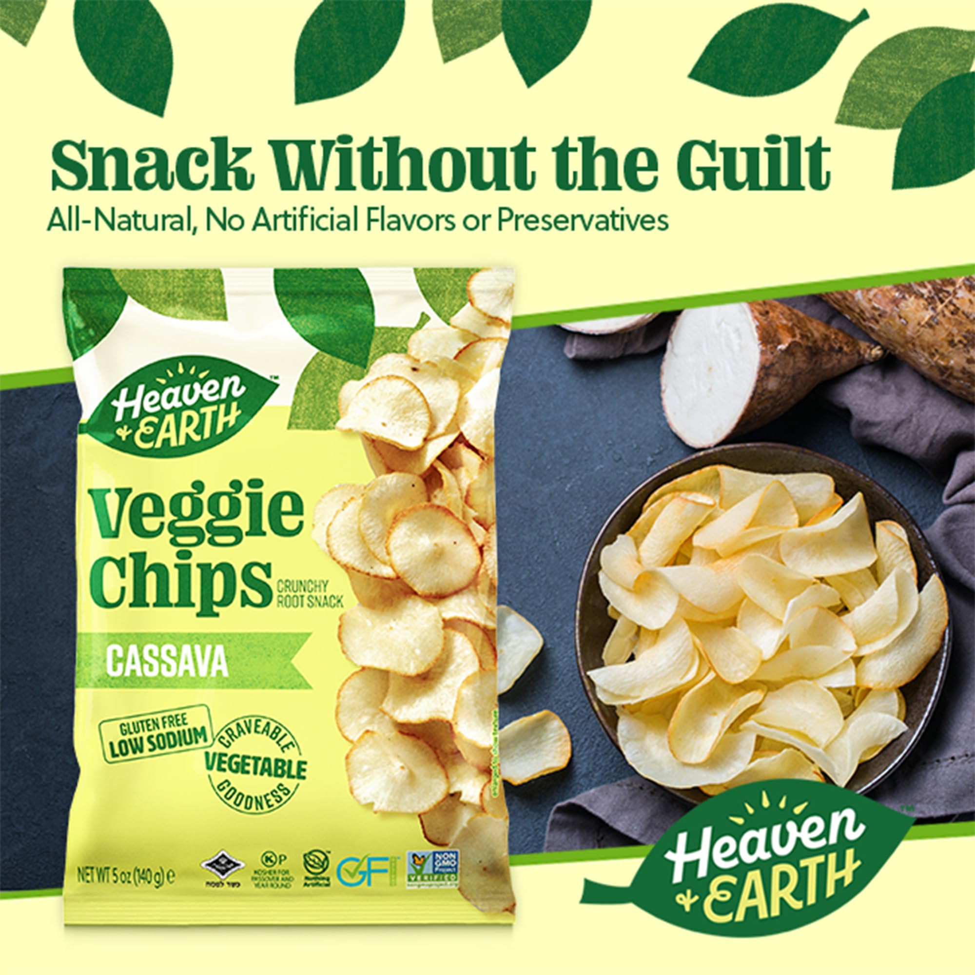 Heaven & Earth close-up texture of cassava chip highlighting crispness