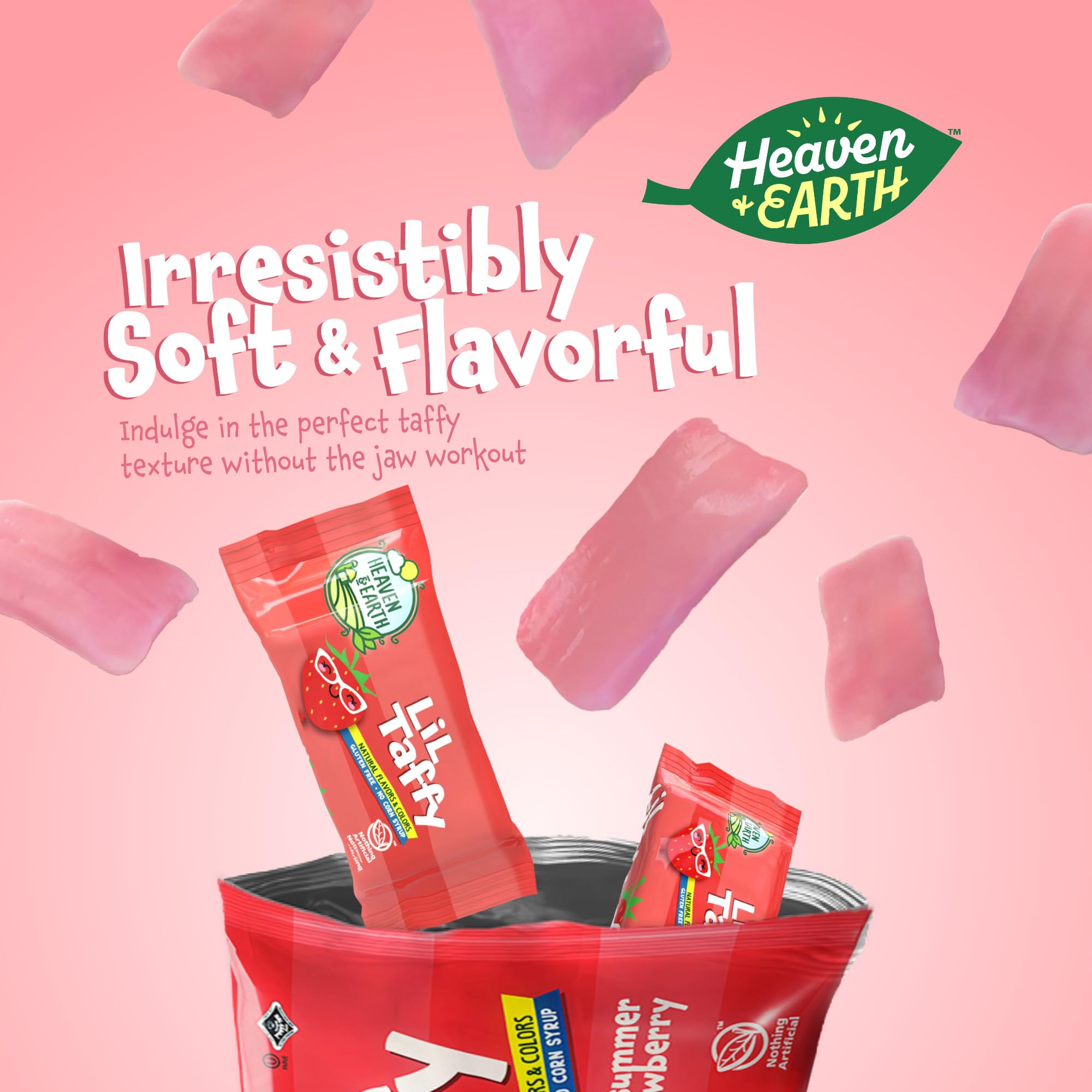 Heaven & Earth close-up of soft taffy texture highlighting tender chew