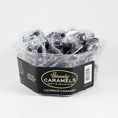 Heavenly Caramel tub front view showing label and 45-count convenience