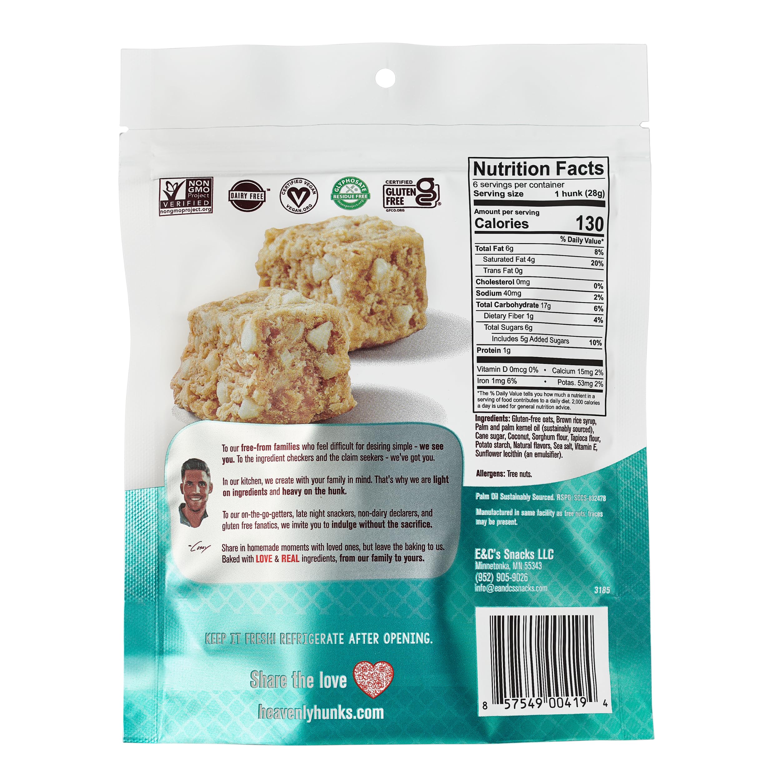 Heavenly Hunks close-up of cookie texture highlighting oats and coconut for chewy bite