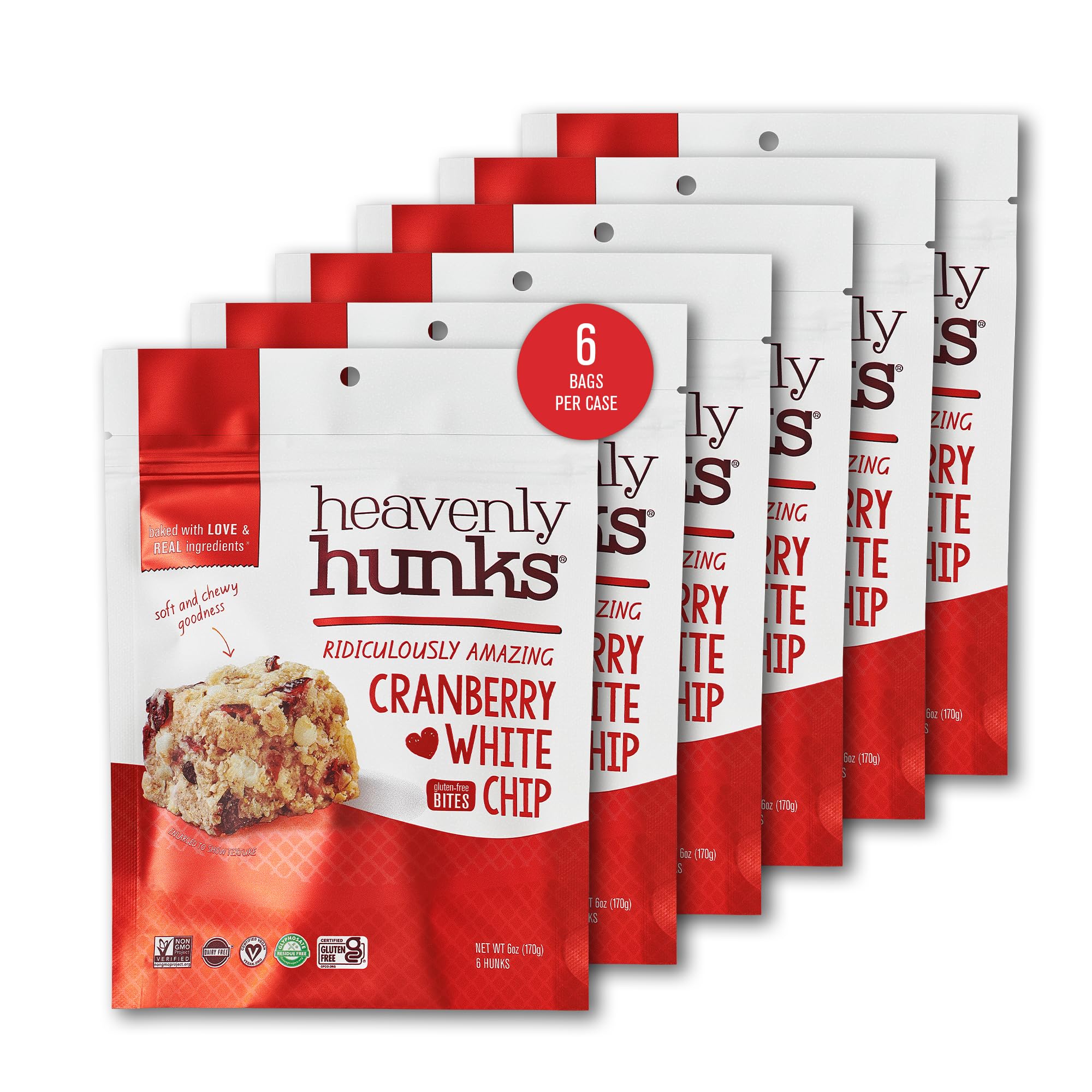 Heavenly Hunks front packaging showing vegan gluten-free cookie — clear ingredient appeal