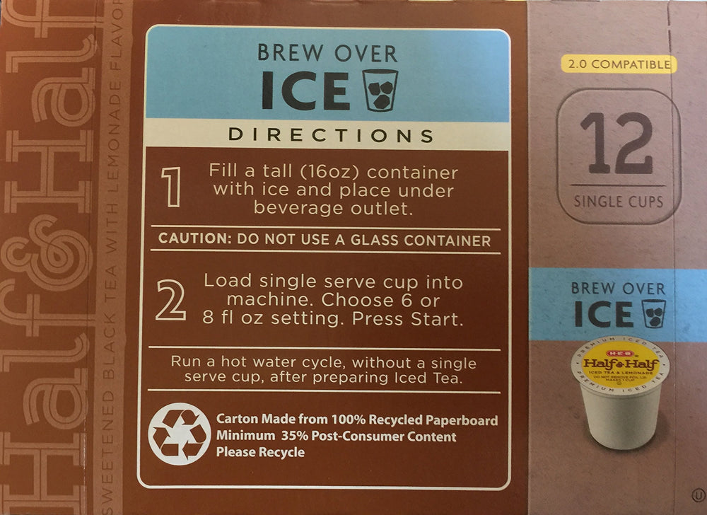 HEB brewed over ice pouring into tall cup for fast chilled refreshment