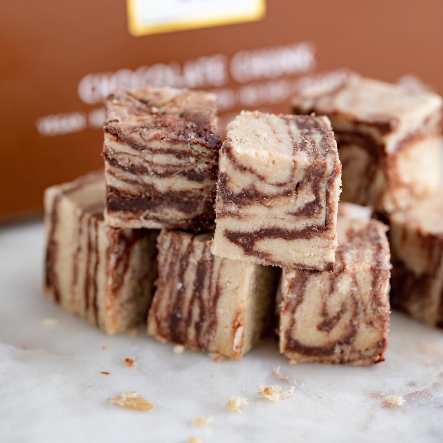 HEBEL & CO fork lifting flaky halva texture demonstrating melt-in-mouth benefit
