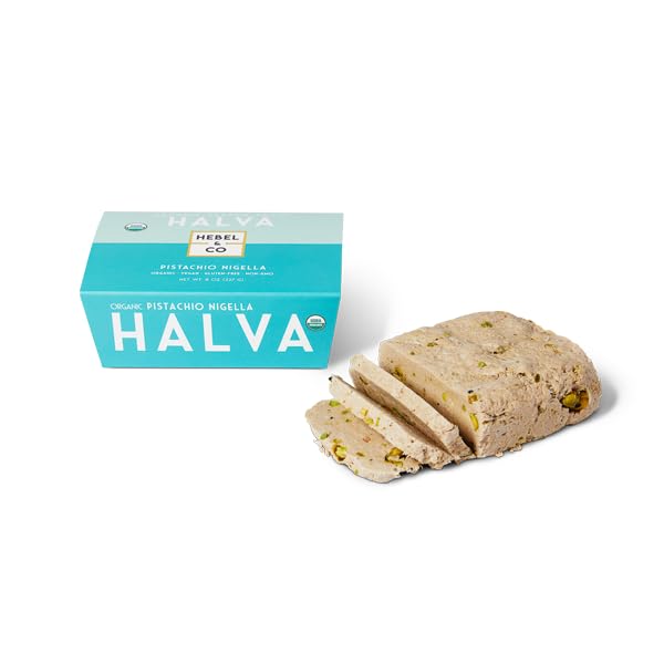 HEBEL & CO spoon lifting halva from jar demonstrating easy serving
