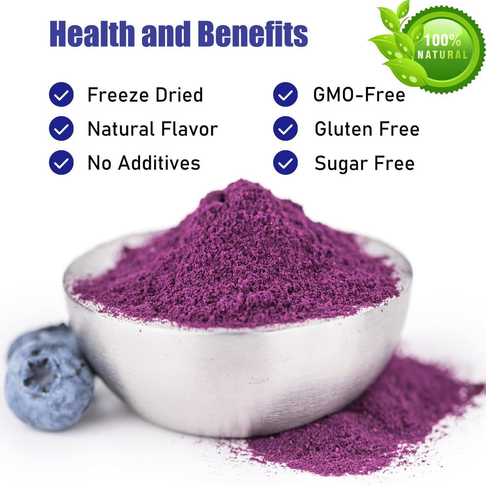 hee creek powder mixed into muffin batter for consistent blueberry flavor