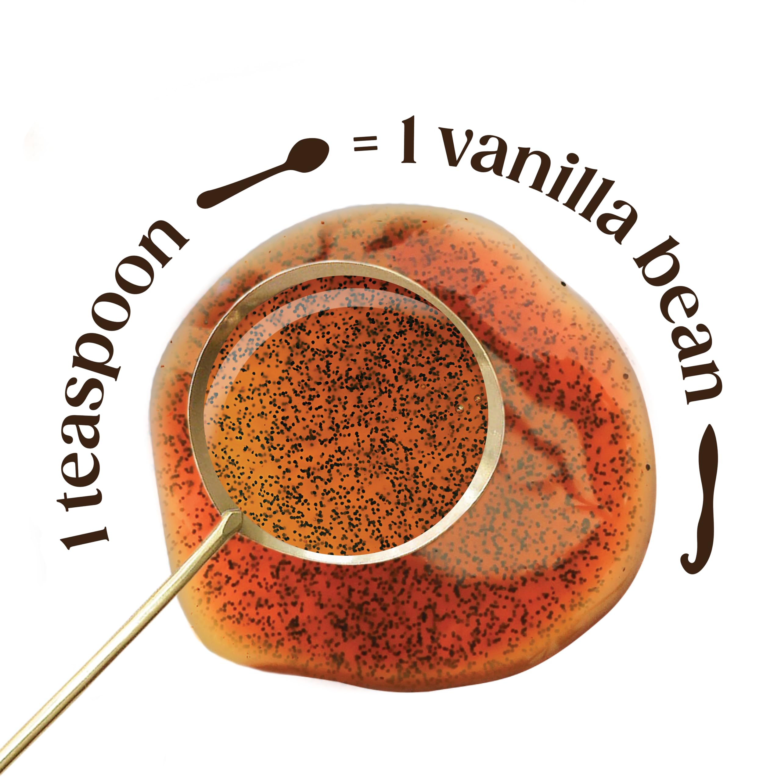 Heilala jar next to measuring spoon illustrating 8 oz size and value